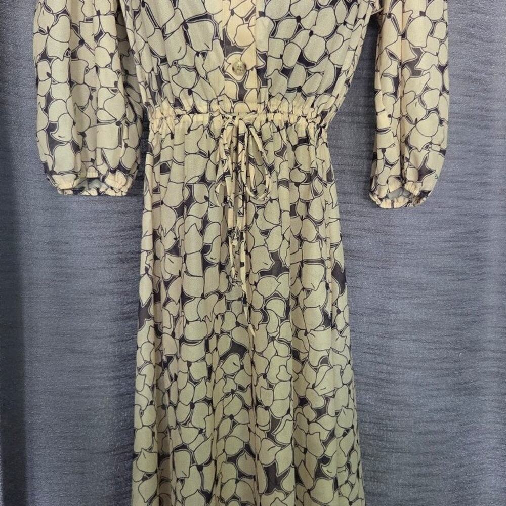 1970's vintage Lehigh sheer purple and cream collared dress,  sz 12 RARE